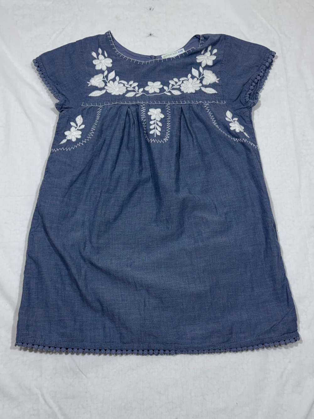 Garnet Hill Kids Floral Embroidered Short Sleeve Tunic Dress Girls Size 06